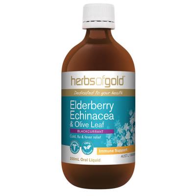 Herbs of Gold Elderberry Echinacea & Olive Leaf (Blackcurrant) Oral Liquid 200ml